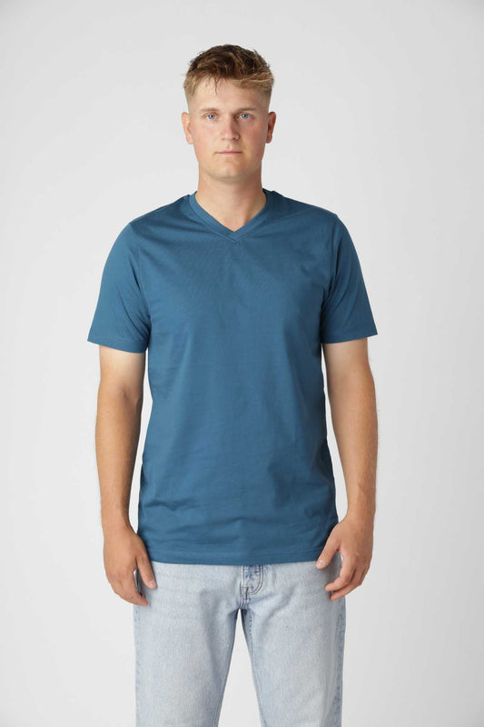 Classic V-hals T-shirt, Petroleum