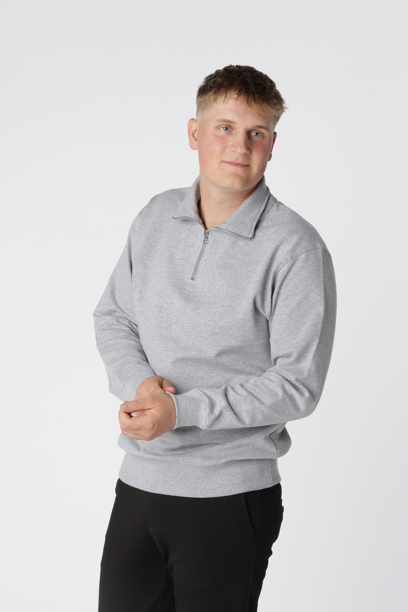 Essential Half Zip, Oxford Grå